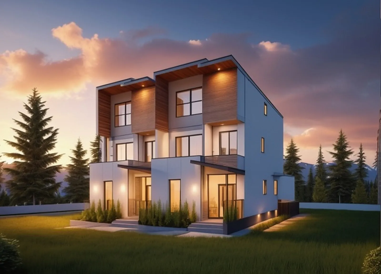 Modern Duplex — exterior rendering