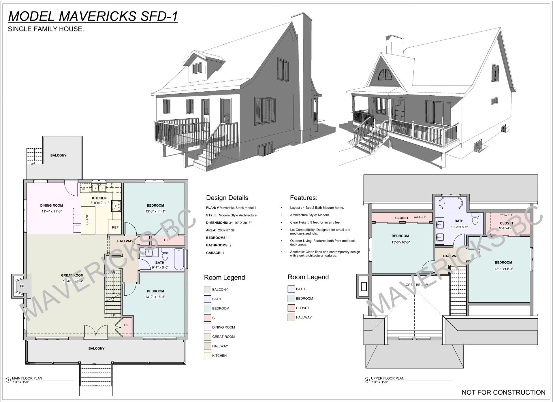 West Coast Homestead — floor plans and design sheet